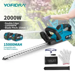 YOFIDRA 2000W Electric Hedge Trimmer 15000RPM Lawn Mower Garden Landscaping Hedge Pruner Trimmer Tool For Makita 18V Battery Pin