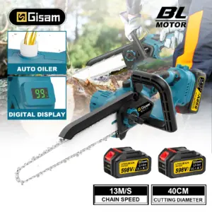 Gisam 10'' Brushless Electric Chainsaw Cordless Electric Saw Woodworking Garden Pruning Saw Tools for Makita 18V Battery ﻿Pin