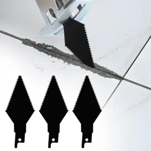 Grout Remover Tool 3pcs Hight Carbon Steel Double-Edged Cutter Blade for Reciprocating Saw Remove Grout or Cleaning Tile Joints