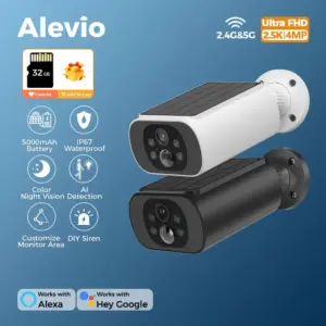 ALEVIO 2.5K Outdoor Solar Camera Wireless Cam WIFI Ultra Standby Time PIR Motion Light Color Night Vision AI Detect Battery Cam