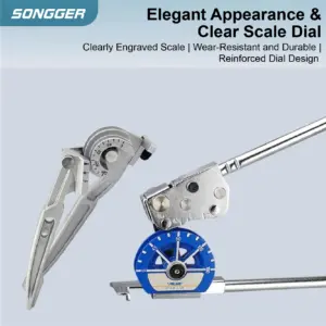 Manual Tube Bender Set for 1/2 5/8 3/4 Inch Tube Bender 9.25 to 22.22mm Copper Aluminum Thin Wall Steel 180 Degree Bends