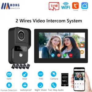 1080P Tuya Smart Doorbell Camera Home Video Intercom Wifi 2 Wires 7/10 Inch Wireless Video Doorphone System 5-in-1 NFC Unlock