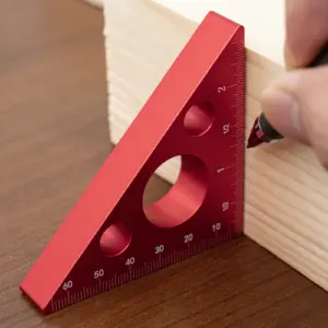 1pc Triangle Ruler, 45/90 Degree Metric Scale, Precision Angle Ruler, Aluminum Alloy Thickened Height Ruler, Multifunction Woodw