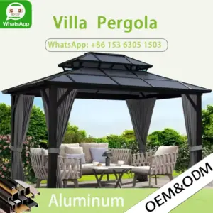 OneAlu Mobile Garden Gazebo with Retractable Awning - Aluminum Patio Gazebo, UV-Protected Outdoor Sunshade Garden Structure