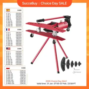 SucceBuy SWG-2 Integral Hydraulic Pipe Bender 16 Ton Manual Copper Steel Tube Bending Tool 1/2in-2in W/ 5Dies Kit Plumbing Work