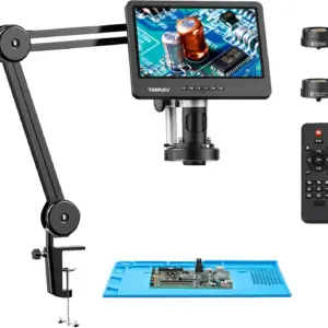 TOMLOV DM602 Flex Digital Soldering Microscope 2000X 10.1" HDMI Microscopes 3 Lens Coin Microscopio Ring Light For Repairing