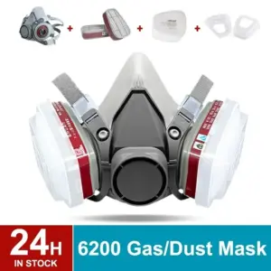 6200 Industrial Respirator Half Face Mask for Spray Painting Chemical Organic Vapor Dust Protection with Goggles Filters