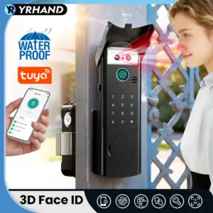 Tuya WiFi APP 3D Face Recognition Fingerprint Smart Lock Waterproof Gate Iron Door RFID Digital Face Recognition Lock For home