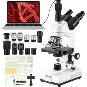SucceBuy Compound Trinocular Microscope 40X-2500/40X-5000X Magnification Lab Microscope w/ LED Illumination & External Interface
