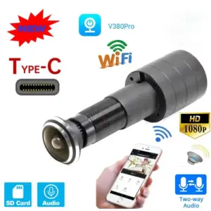 V380Pro WiFi Smart Door Hole Eye Security 1080P FishEye CCTV IP Mini Peephole Wifi Camera TF Card 2 Way Audio TYPE-C 5V