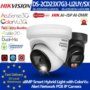 Hikvision DS-2CD2387G3-LIS2UY/SL DS-2CD2387G3-LIS2UY/SRB 8MP 4K Smart Hybrid Light ColorVu3.0 Acusense3.0 Network POE IP Camera
