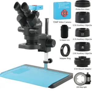 Eakins Zoom 3.5-90X Trinocular Stereo Microscope Set Optional 2K 4K 48MP 55MP HDMI USB Video Camera For Industrial PCB Soldering