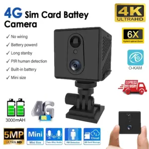Mini 4G Security Camera SIM Card WiFi Ultra HD Surveillance Camera 3000 mAh Battery Low Power Voice Intercom CCTV Camcorder
