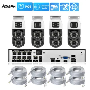 XMEYE H.265 8CH 4CH 6MP POE NVR Kit Security Camera System Dual Lens PTZ 2 Way Audio IP Camera Outdoor Video Surveillance Set