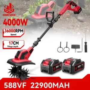 4000W 36000RPM Electric Tiller Cultivator Grass Trimmer Rototiller Soil Cultivation Garden Tool Fit For Makita 18V Battery Pin