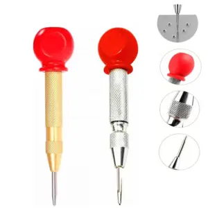 Automatic Center Punch Spring Loaded 5.11Inch Adjustable One-Handed - Glass Breaker Window Puncher Metal Woodworking Punch Tool