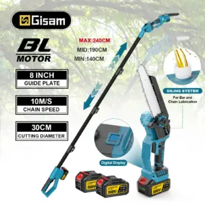 Gisam Brushless Telescoping Pole Electric Chainsaw Cordless High Bracn Saw 2 IN 1 Garden Pruning Tool For Makita 18V Battery Pin