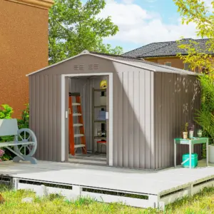 Outsunny Outdoor Garden Shed, 4.9 m² 277X195X192 Cm, Metal Outdoor Garden Shed with Fiberglass Roof, P