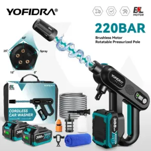 YOFIDRA Brushless High Pressure Car Washer Gun 3 Gear Electric Washing Water Wash Spray Gun Fit For Makita 18V Battery Pin