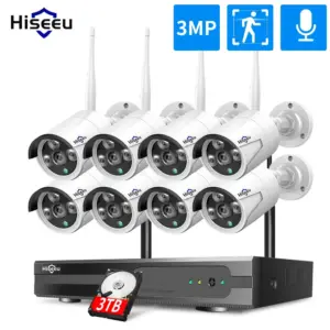 Hiseeu 5MP WIFI Security Camera Kit Human Detection IR Night Vision IP Camera System 10CH NVR Wireless CCTV Surveillance System