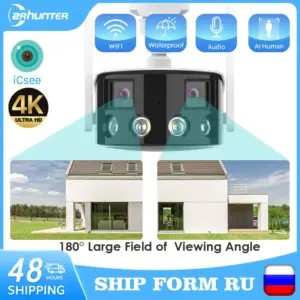4K 8MP IP Camera WiFi 180° Wide Angel Outdoor Wifi Surveillance Cameras 4MP Color Night Vision ICSEE CCTV Security Smart Camera