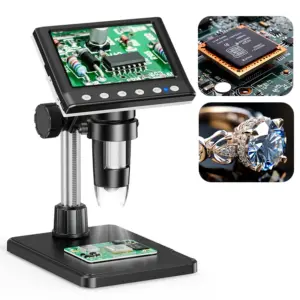 Hayve 4.3'' Digital Microscope 1600X USB Microscope 1080p Soldering Microscope with 8 LEDs Compatible with Windows/Mac OS (DM7)