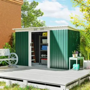 Outsunny tool shed garden shed with sliding door Outdoor Steel Dark Green