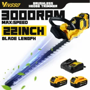 VIVSSO Bezszczotkowa elektryczna kosiarka do żywopłotu, kosiarka do trawy, ogród, sekator do żywopłotu, do akumulatora Dewalt 20 V, szpilki
