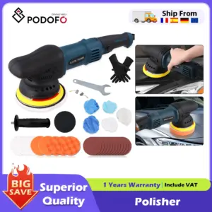 Podofo 1580W 5” Buffer Polisher Orbital Polisher 550-3300 RPM Polisher for Car Detailing Waxing Polishing