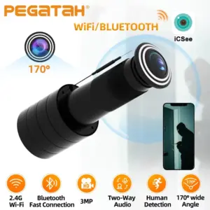 ICSEE 3MP HD Peephole WiFi Camera 170° Wide-angle Door Viewer Motion Detection Smart Home Security Wireless Cat-eye Auto Record