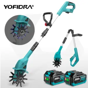 YOFIDRA 1000W Garden Tiller Rototiller Cultivator Lawn Mower Weeding Eater Trimmer Rotary Tool For Makita 18V Battery Pin
