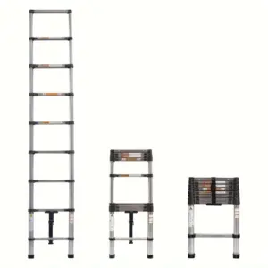 Telescopic Ladder 2.6M-6.3M Extension Ladder Stainless Steel Portable EN131 Standard With Detachable Hooks 150kg Load Capacity