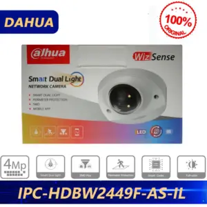 Dahua Original IPC-HDBW2449F-AS-IL 4MP Smart Dual Light Fixed-focal Dome WizSense Network Camera Built In Mic IK10 Protection