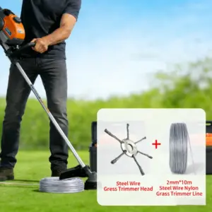 LUSQI Heavy Duty Steel Wire Brush Cutter Head With Nylon Trimmer Line For Petrol Lawn Mower Replacement