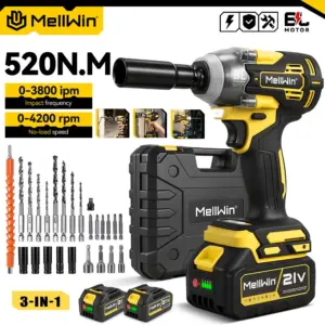 MELLWIN Brushless 520N·m Multi Electric Impact Wrench Set 3IN1 Electric Drill Screwdrive Repair Tool For Makita 18V Battery Pin