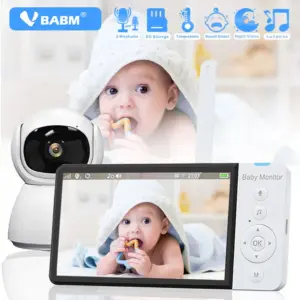 VBABM ABM700 Baby Monitor 5.0inch 5000mAh Battery With PTZ Wireless Video Camera 2-way Audio VOX Lullaby Night Vision Babysitter