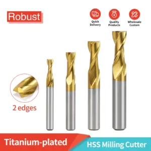 Titanium-Coated High-Speed Steel End Mill 2-Flute CNC Milling Cutter for Wood And Steel Machining