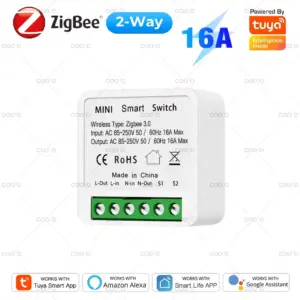 16A Tuya Zigbee 3.0 Mini Smart DIY Switch 2 Way Control Smart Home Relay Automation Breaker Works With Alexa Google Home Yandex