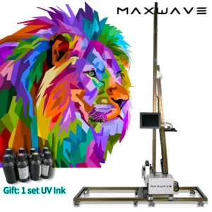 Wall Printing Machine Vertical 3D Wall Printer on Metal Wood Glass Tile Printing Portable with 6meter floor rail dual DX10