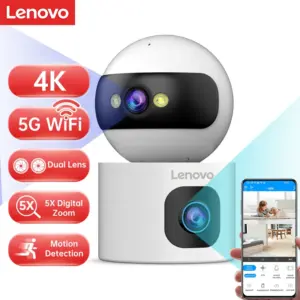 Lenovo 4K PTZ WiFi Camera Dual Lens Home Indoor CCTV Surveillance Camera Auto Tracking Security Protection Smart Baby Monitor