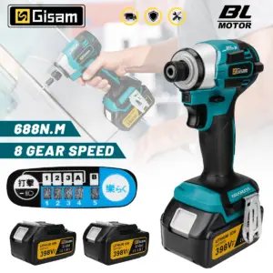 Gisam Cordless Electric Impact Screwdriver 688NM Power Tool Rechargeable Brushless Wrench Driver Kit for Makita 18V Battery pins