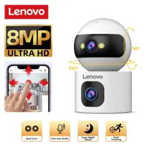 Lenovo Dual Lens HD IP Security Camera 8MP indoor WiFi Camera Auto Tracking Color Night CCTV Audio Video Surveillance Camera