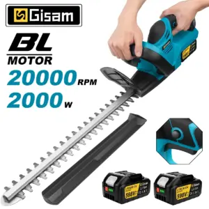 Gisam 20000RPM Brushless Electric Hedge Trimmer Efficient 2000W Cordless Garden Shrub Pruning Tools For Makita 18v Battery Pin
