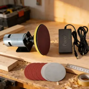 Mini Electric Bench Grinder Polishing Machine with Sanding Discs Power Supply Set for Metal Wood DIY Craft Grinding Polishing