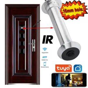 WiFi 16mm Door Camera Eye-hole Diameter tuya Mini Peephole Security Door Cat Eye Wide Angle IR Infrared Night Vision P2P ONVIF