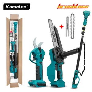 Kamolee Wireless Charging Brushless Electric Saw 6/8 Inch40mm/50mm Electric Pruning Shears with2.5m Telescopic Pole Pruning Tool
