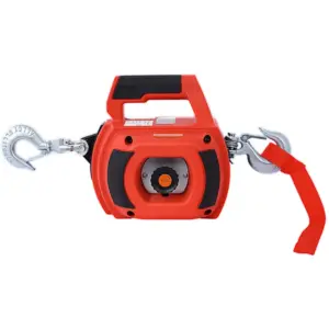 Portable 750-pound capacity drill winch hoist with 40-foot wire for lifting and towing