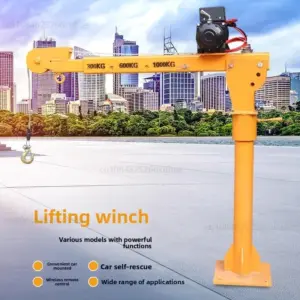 Electric Winch 12v/24V Truck-mounted Small Crane Hoist Self-rescue Lifting 1 Ton Car Special
