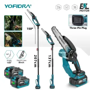 YOFIDRA 8 Inch High Branch Saw Garden Pruning Power Tool Brushless Telescoping Pole Electric Chainsaw For Makita 18V Battery Pin