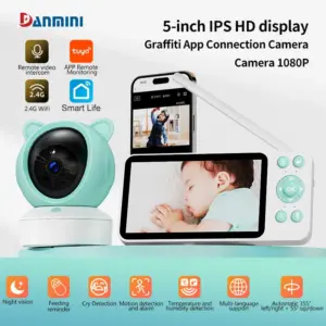 DANMINI 5 "tuya baby monitor 2K high definition WiFi remote mobile APP control up, down, left and right rotation gimbal camera